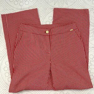 ST. JOHN *valentine* Red/White Gingham Cropped Pants Seersucker Check